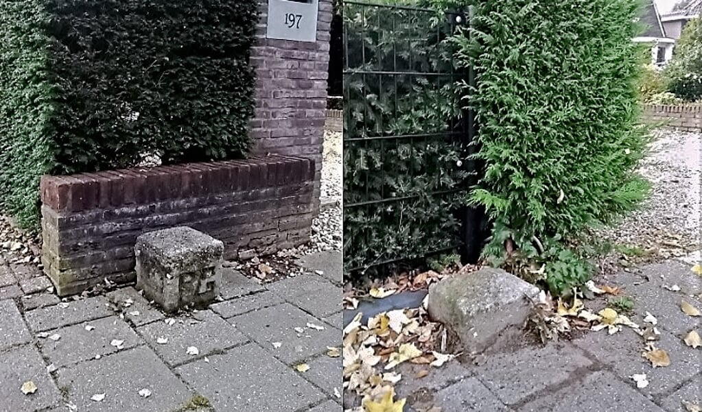 De palen aan de Kerkewijk in Veenendaal bij de huisnummers 197 en 187.