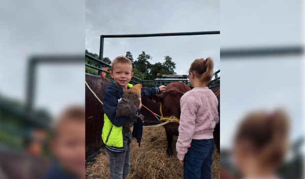 De kinderen met hun dieren