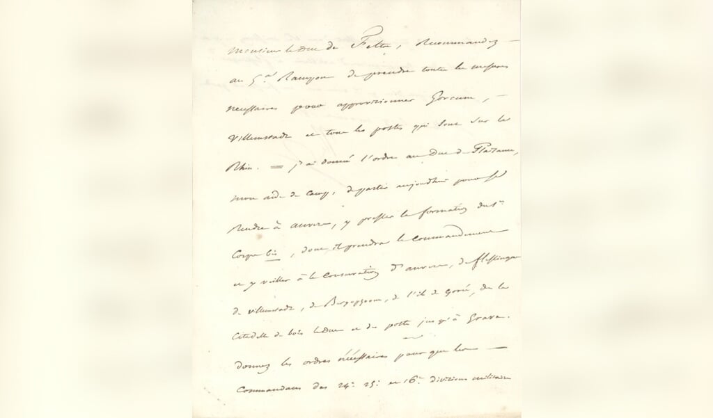 De brief van Napoleon waarin hij opdracht geeft tot het 'Beleg van Gorinchem' 