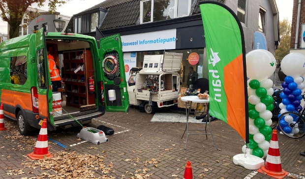 <p>Het glasvezelpunt aan de Traaij 70 tijdens de glasvezeldag.</p>