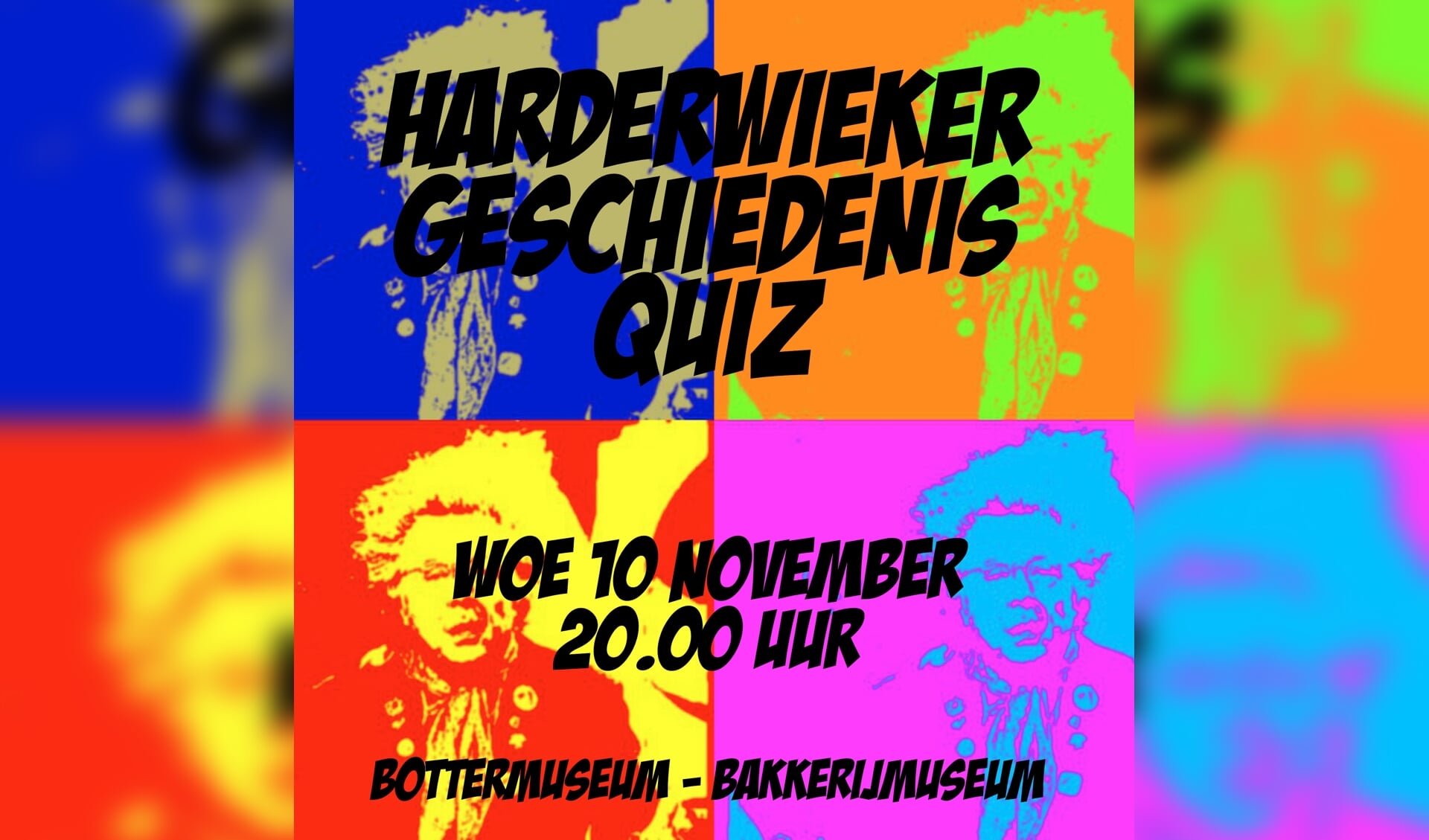 De poster van de quiz hangt op diverse plekken in Harderwijk.