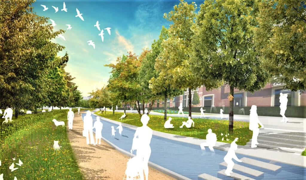Een 'artist impression' van een autoluwe Stadsring. 