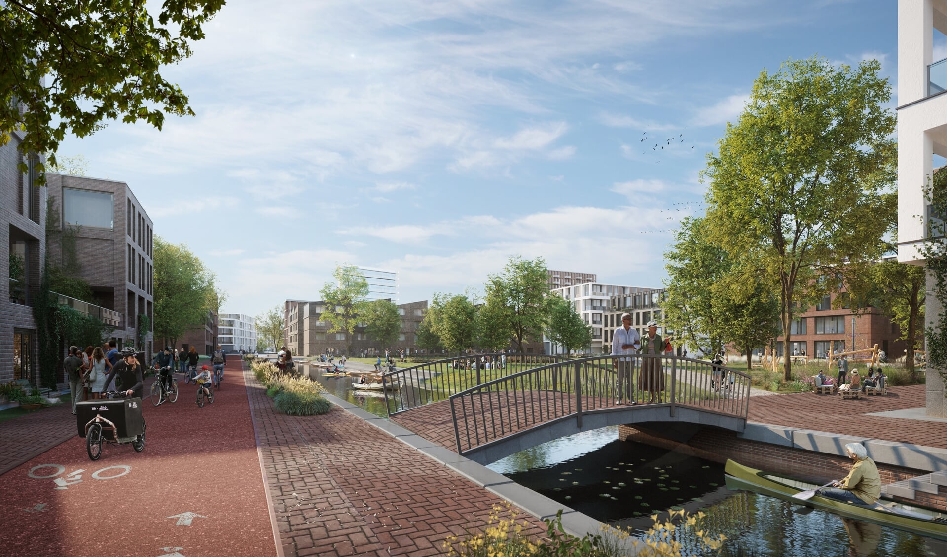 Impressie van de toekomstige woon/werk-wijk op bedrijventerrein Legmeer.