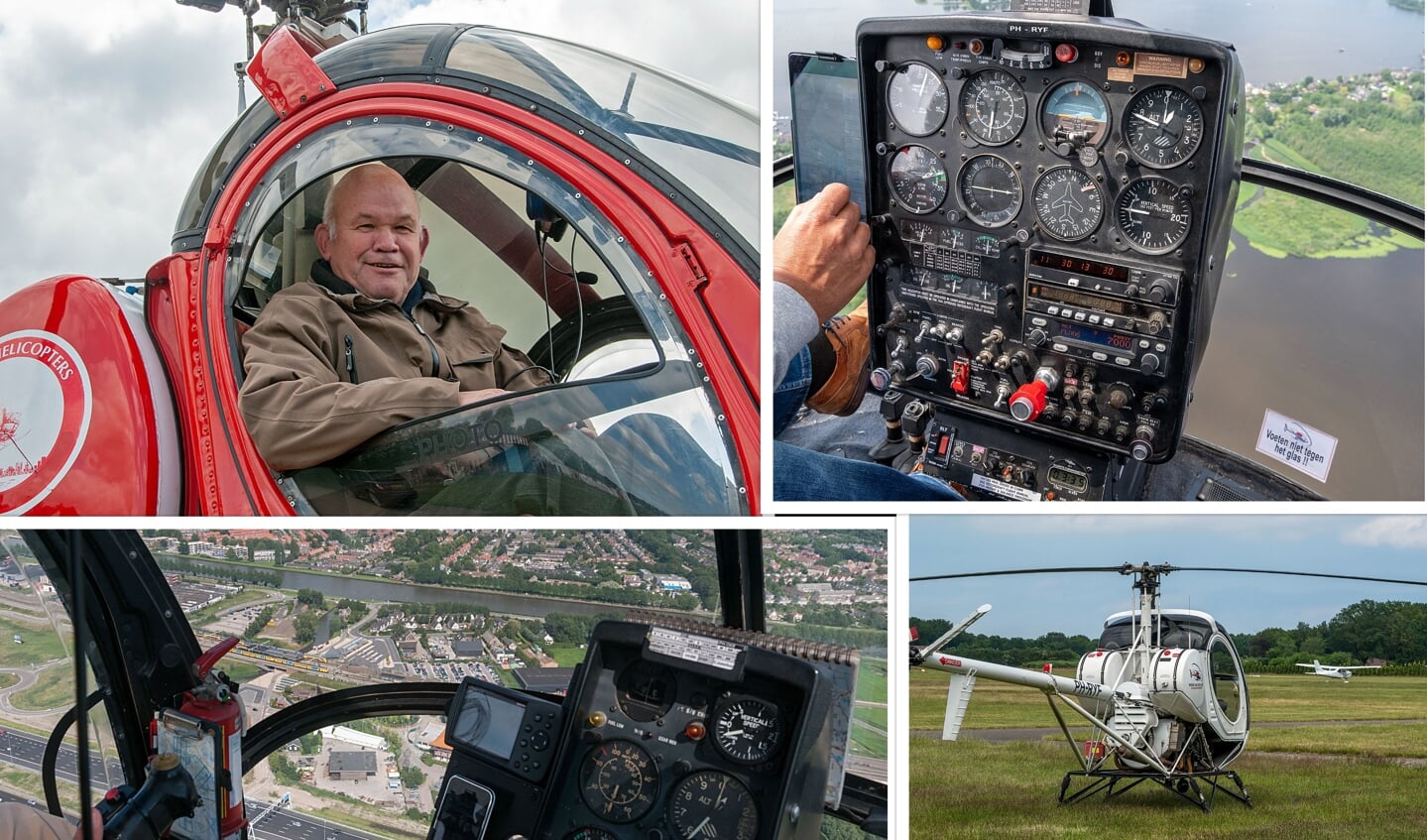 Kees van der Veer aan werk bij het maken van luchtfoto's van Haarlemmermeer.