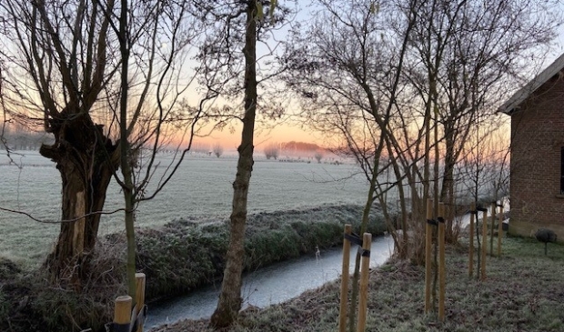 <p>Een foto van de weilanden nabij het museum, op dinsdag 21 december 2021, rond 09.00 uur in de ochtend.</p>