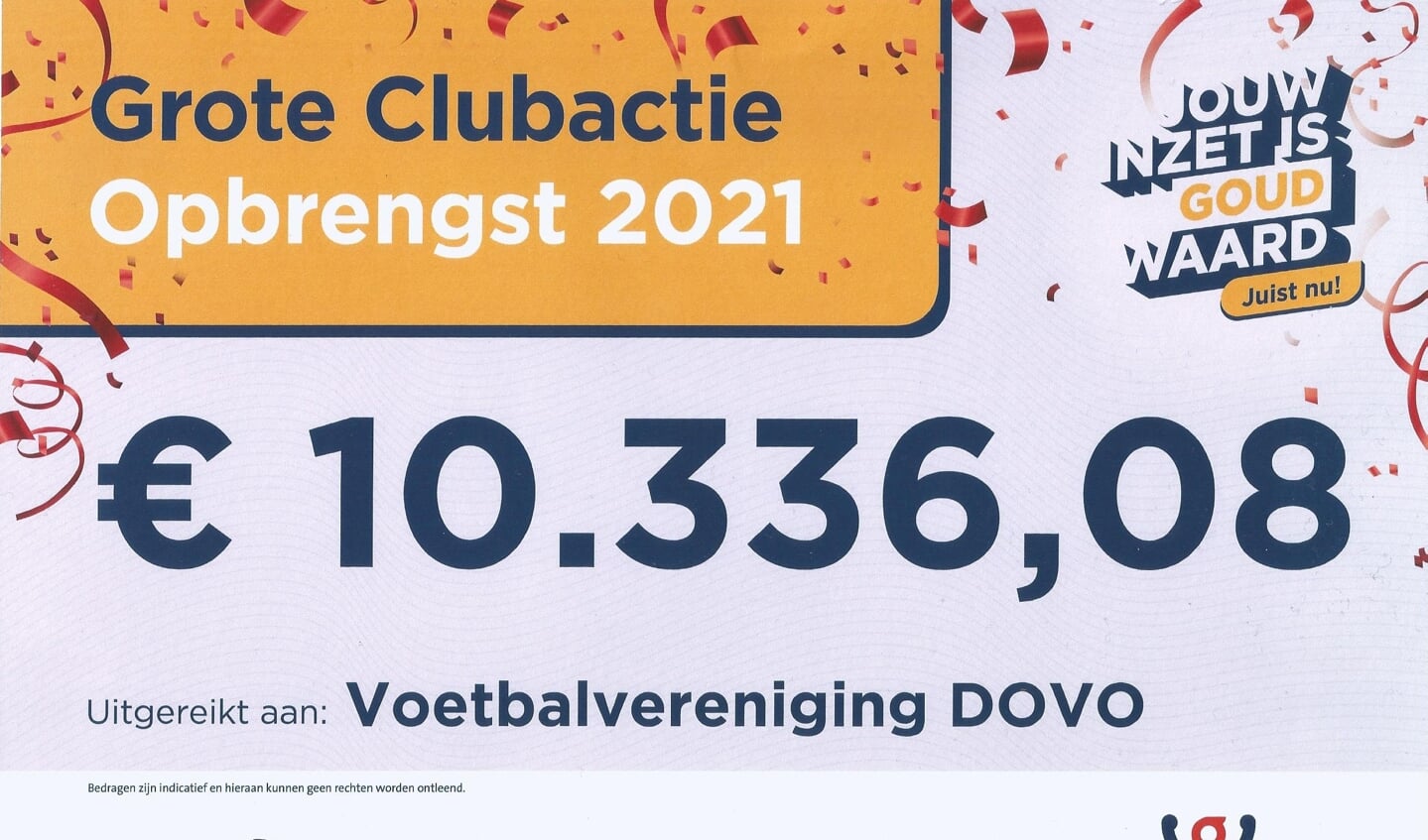 Grote Clubactie: Opbrengst 2021 DOVO