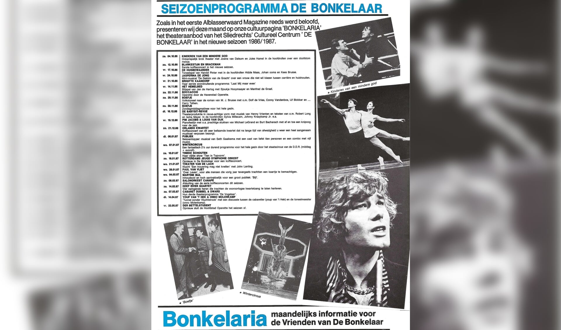 Het seizoensprogramma van De Bonkelaar.