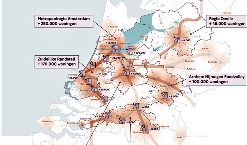 Amersfoort is verdwenen uit een plattegrond met belangrijke gebieden voor woningbouw. 