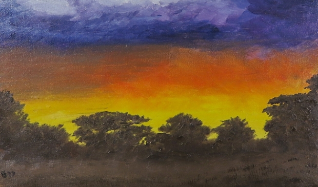 <p>Het schilderij dat prins Bernhard in 1977 maakte. </p>