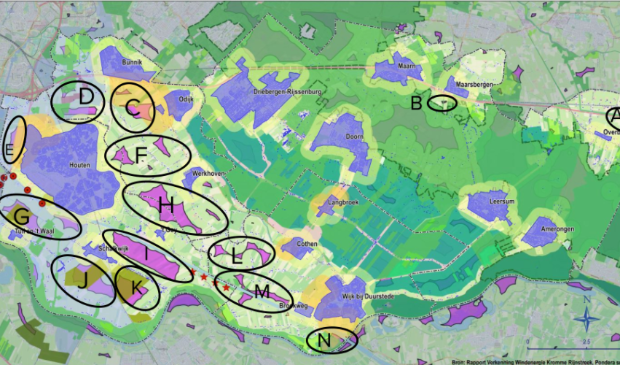 <p>De zoekgebieden voor windmolens in onze regio</p>