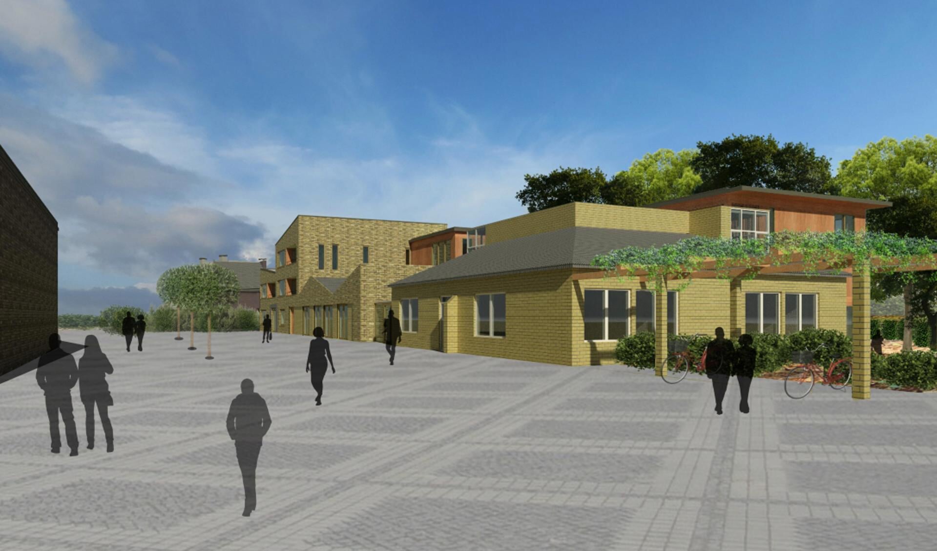 Volgens de gemeente zorgt het bouwplan voor een overzichtelijk dorpsplein met 'inspirerende bouwvolumes'.