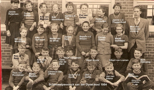 <p>Klas 6 van de SvdO-school in 1956. Bovenste rij, helemaal rechts, Meester van Deuveren.</p>