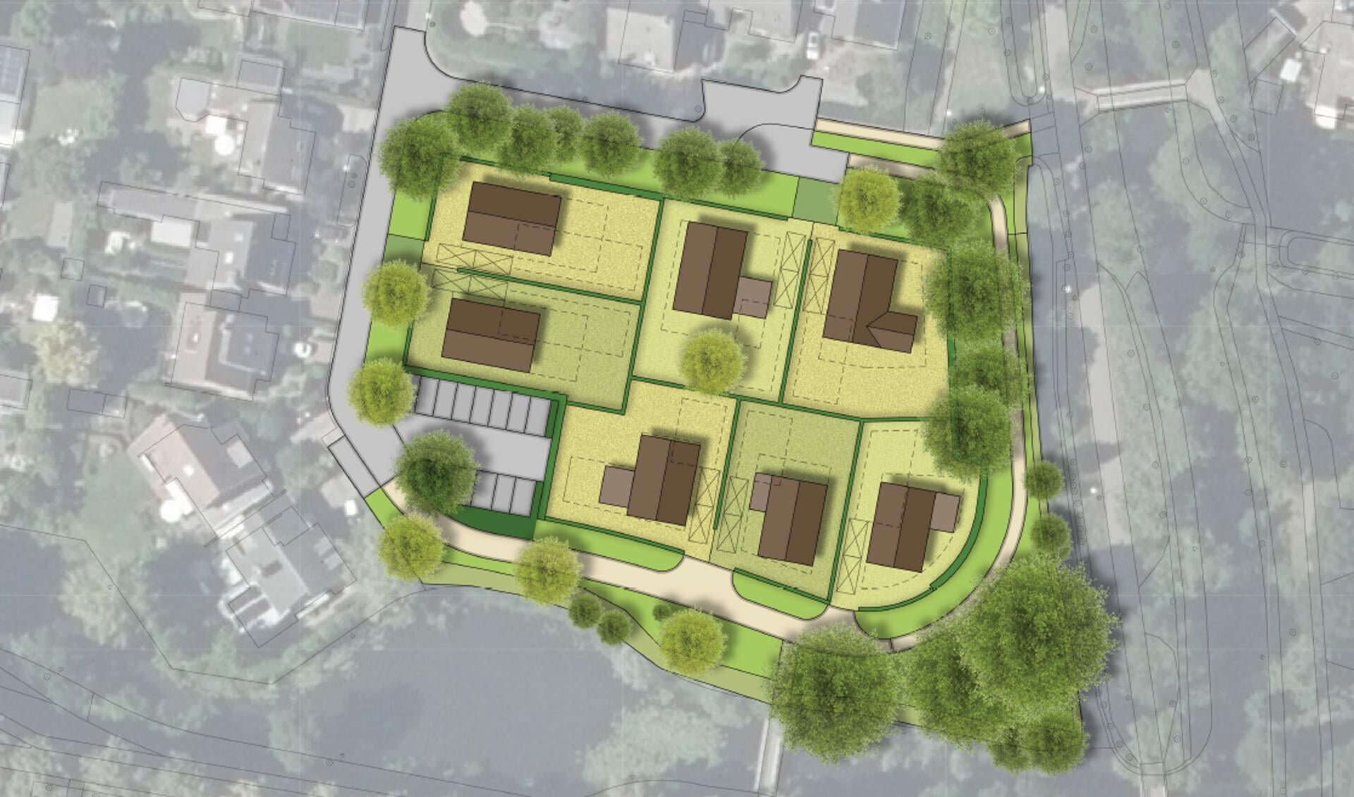 Schets van het nieuwbouwplan op de plek van basisschool De Holm.