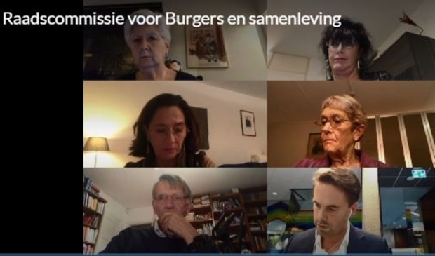 <p>Enkele leden van de raadscommissie Burgers en Samenleving tijdens de online vergadering op 28 oktober.</p>