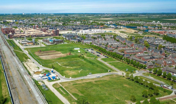 Zicht vanuit de lucht op bouwlocatie Hofstad 4b