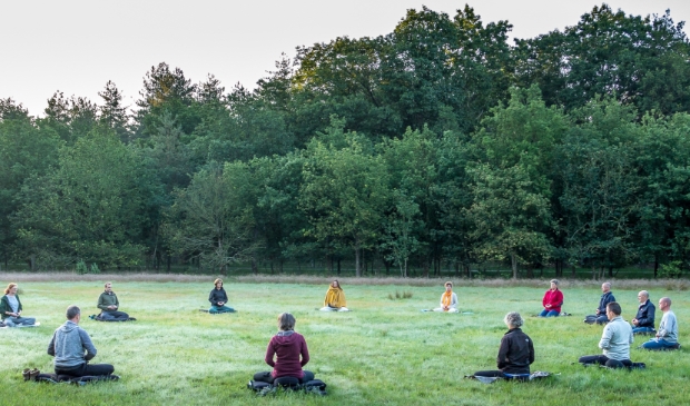 Cursisten van Zen.nl Amersfoort-Leusden mediteerden zaterdag 20 juni van zonsopgang tot zonsondergang in Den Treek