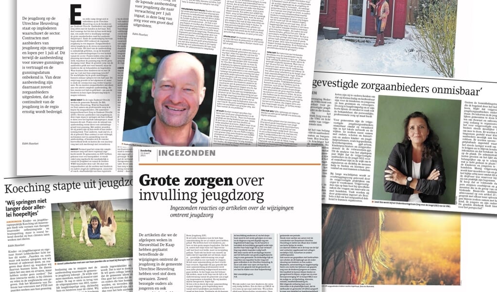 Overzicht van een deel van de recente publicaties over de lokale jeugdzorg in Nieuwsblad De Kaap en Stichtse Courant.