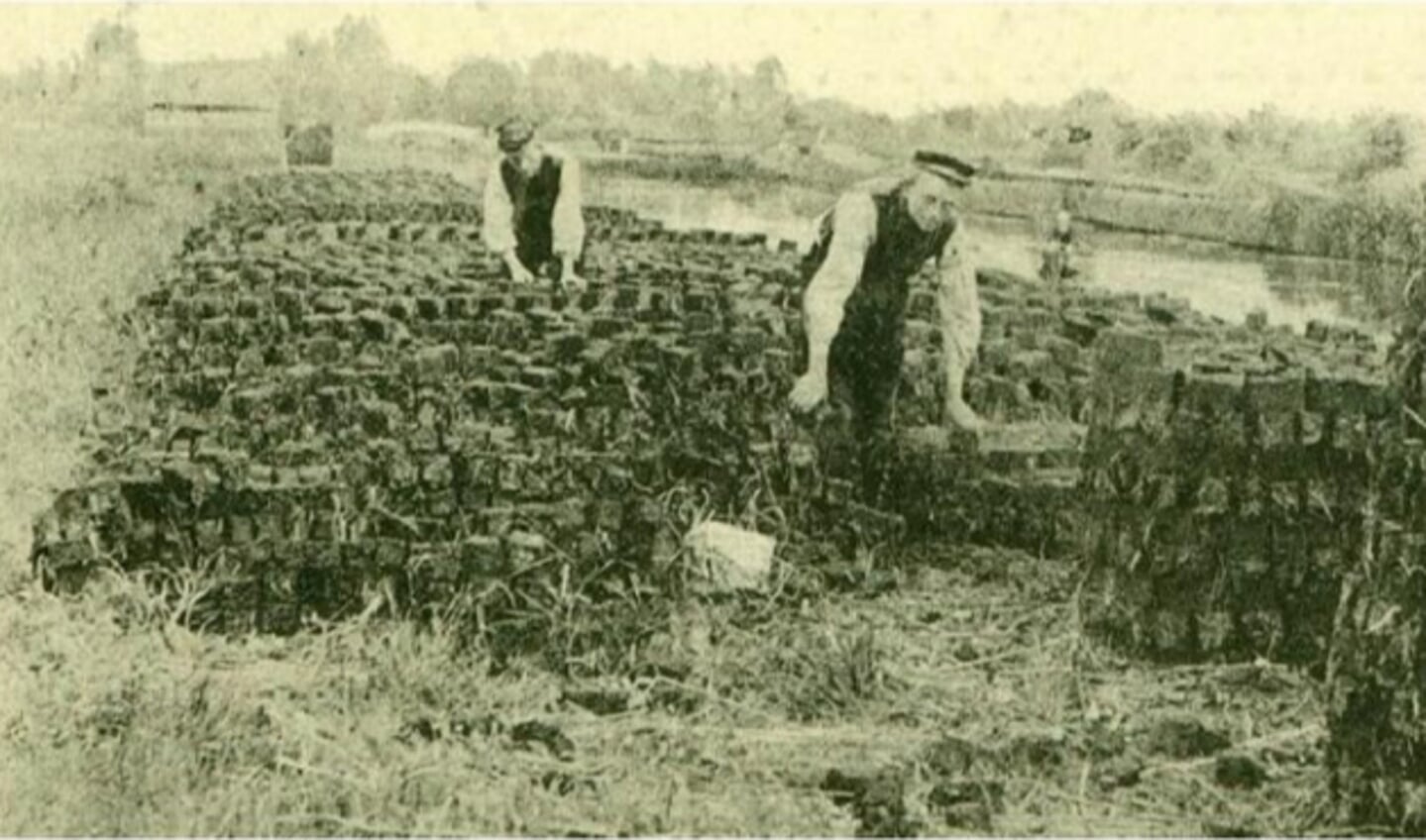 Veenendaal rond 1900. Turfstekers aan het werk.