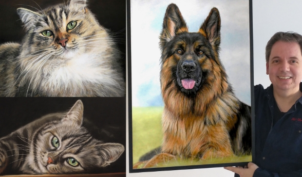 <p>Tim Fletcher maakt met pastel realistische schilderijen van dieren. </p>