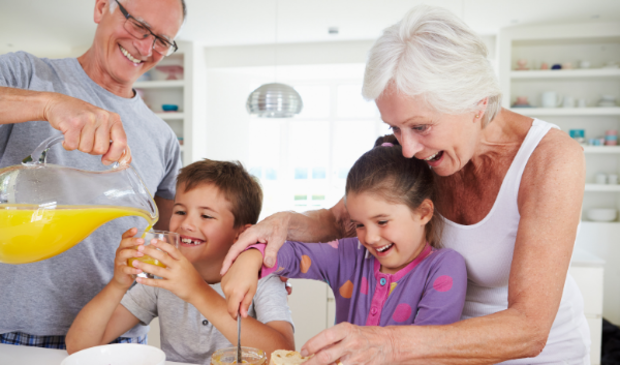 Opa en oma met kleinkinderen