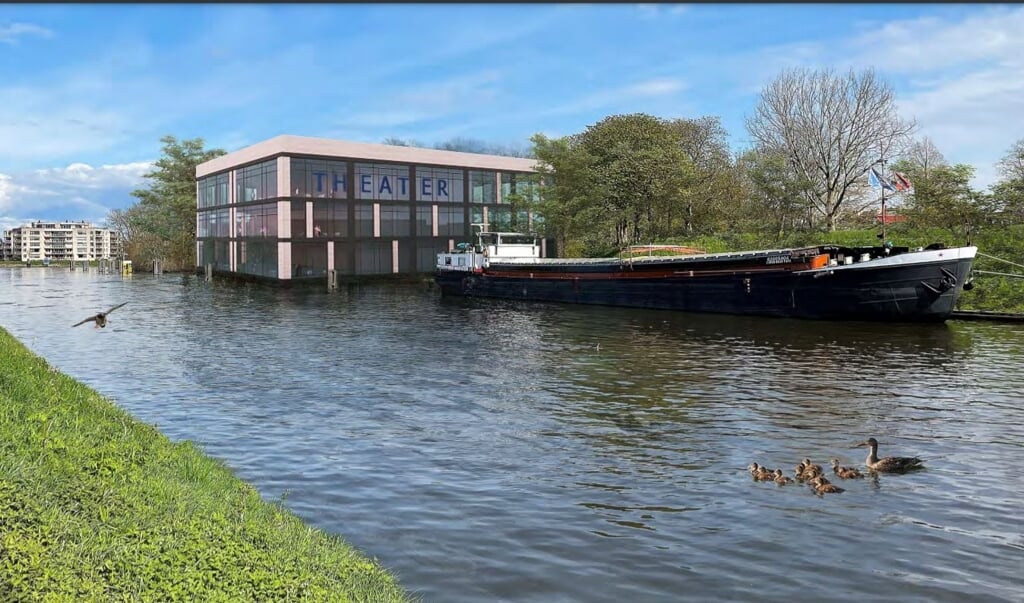 Artist Impression van het theater in het Merwedekanaal