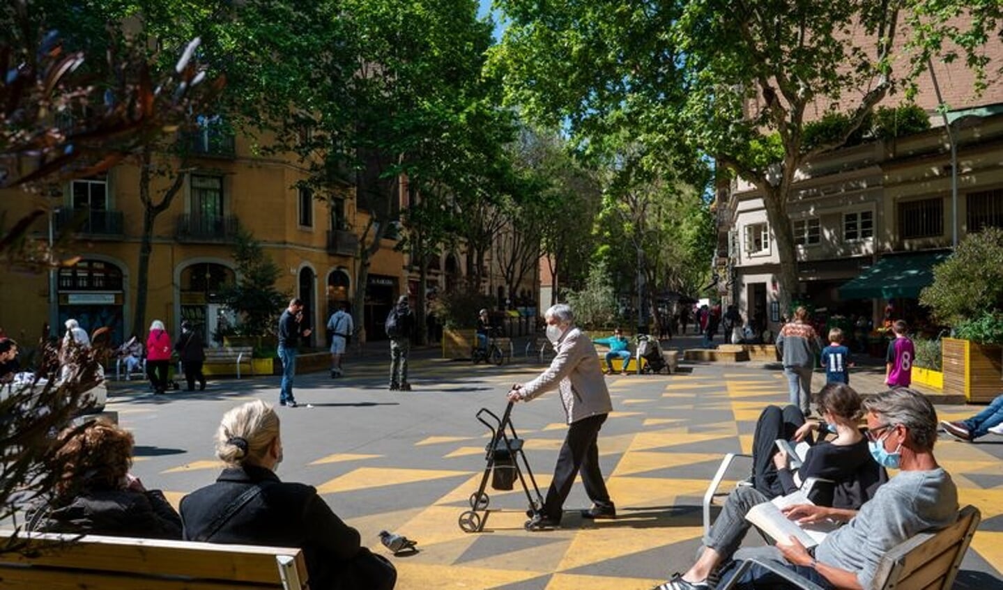 Autovrije groene pleinen in Barcelona.