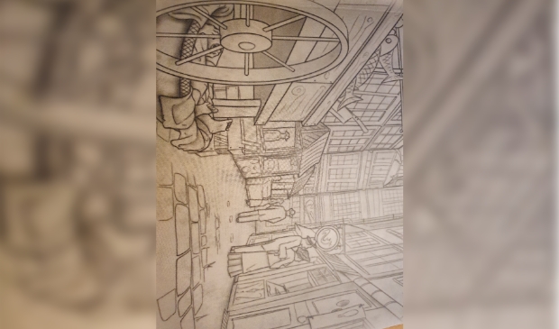 Deze tekening staat op de kaft van het boek. Het beeldt een Amsterdamse straat uit in 1946 met in een hoekje een viskar waaronder een mandje met een baby staat