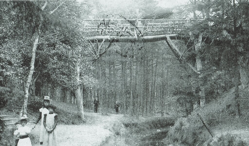 De Zwitserse brug in het Rijsenburgse bos omstreeks 1905. 