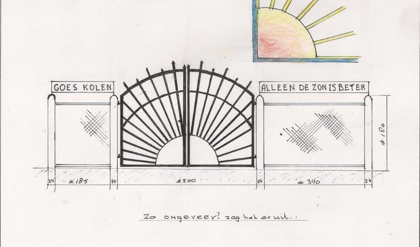 Tekening van oud-Duivendrechter, diezelf nog aan vervaardigen van het hek meegewerkt heeft.