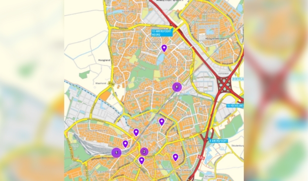 Kaart met locaties van de aangiftes van afgelopen week