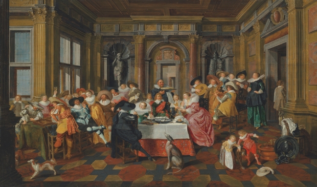 <p>Elegant gezelschap in een Hollandse Renaissancezaal Door Dirck Hals (Haarlem 1591–1656) en Dirck van Delen (Heusden 1604/5-1671 Arnemuiden) </p>