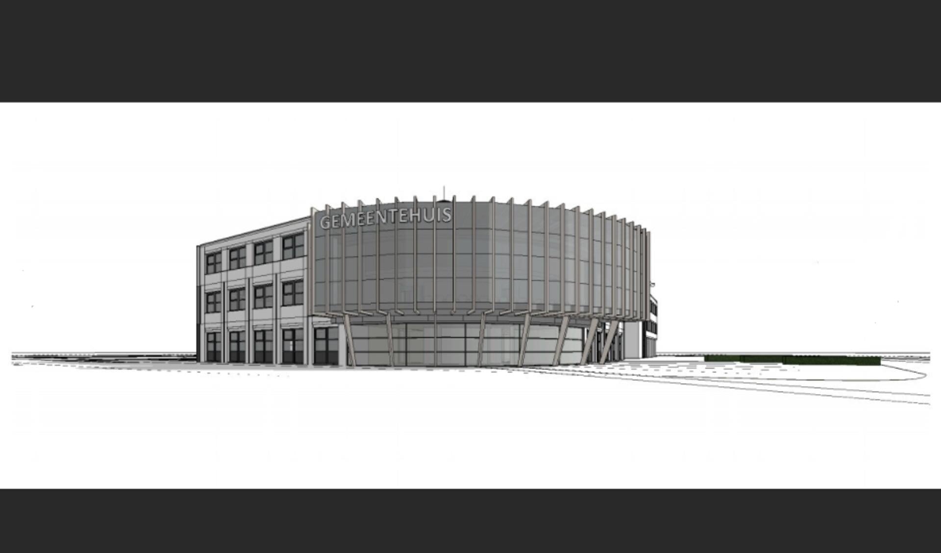 Het ontwerp voor het nieuwe gemeentehuis.