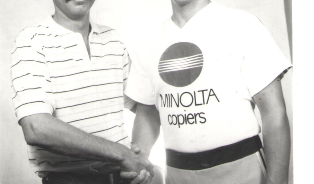 Een foto uit de oude doos: Dave Bisceglia en Jan van Ewijk. Stond op de eerste pagina van het sportdeel van De Telegraaf. Genomen door een fotograaf in Miami.