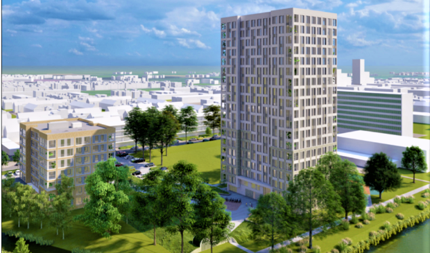 <p>Een artist impression van de woontorens aan de Zangvogelweg.</p>