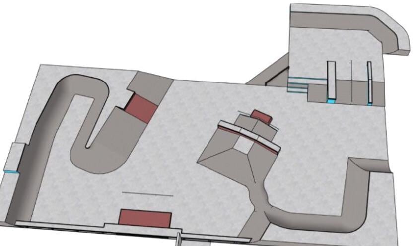 Het ontwerp van de nieuwe skatebaan in het Stadspark.