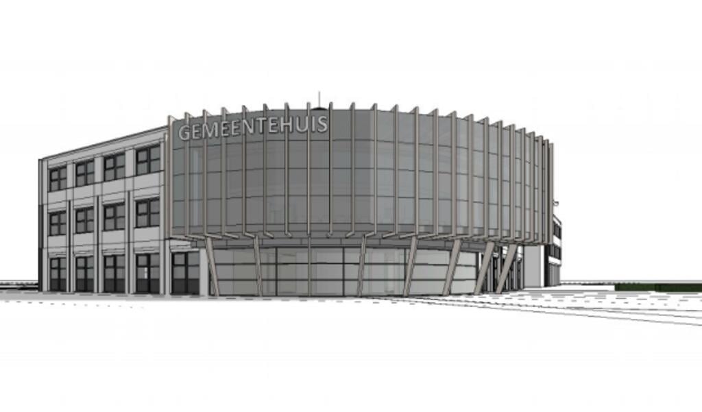 Het ontwerp voor het nieuwe gemeentehuis.