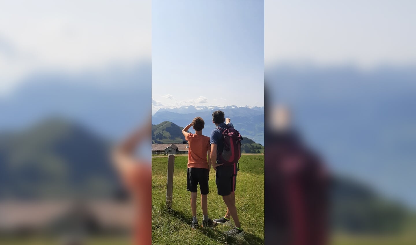 Vader/zoonmoment in Zwitserland.