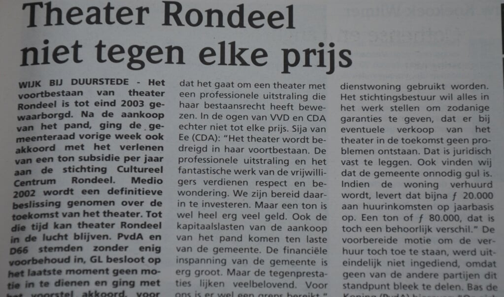 Theater Rondeel voor even gered in 2001