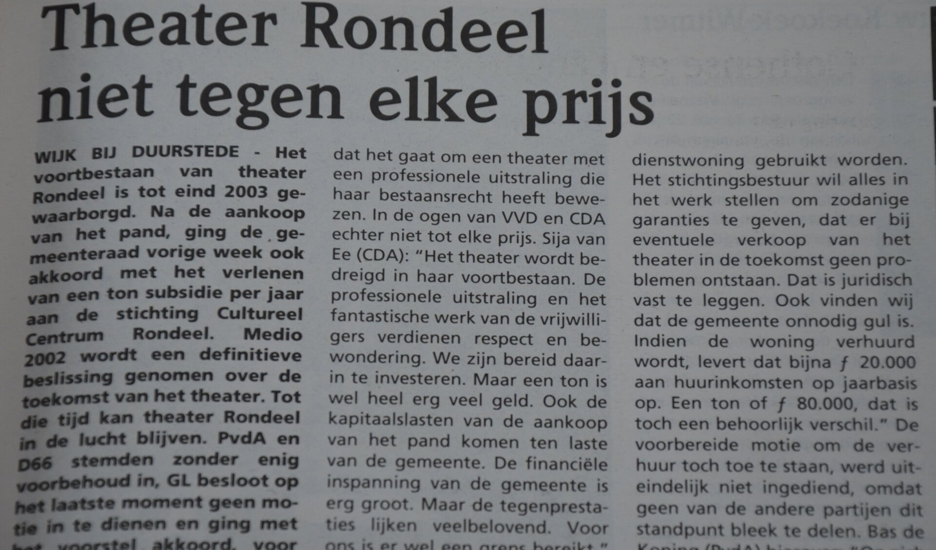 Theater Rondeel voor even gered in 2001