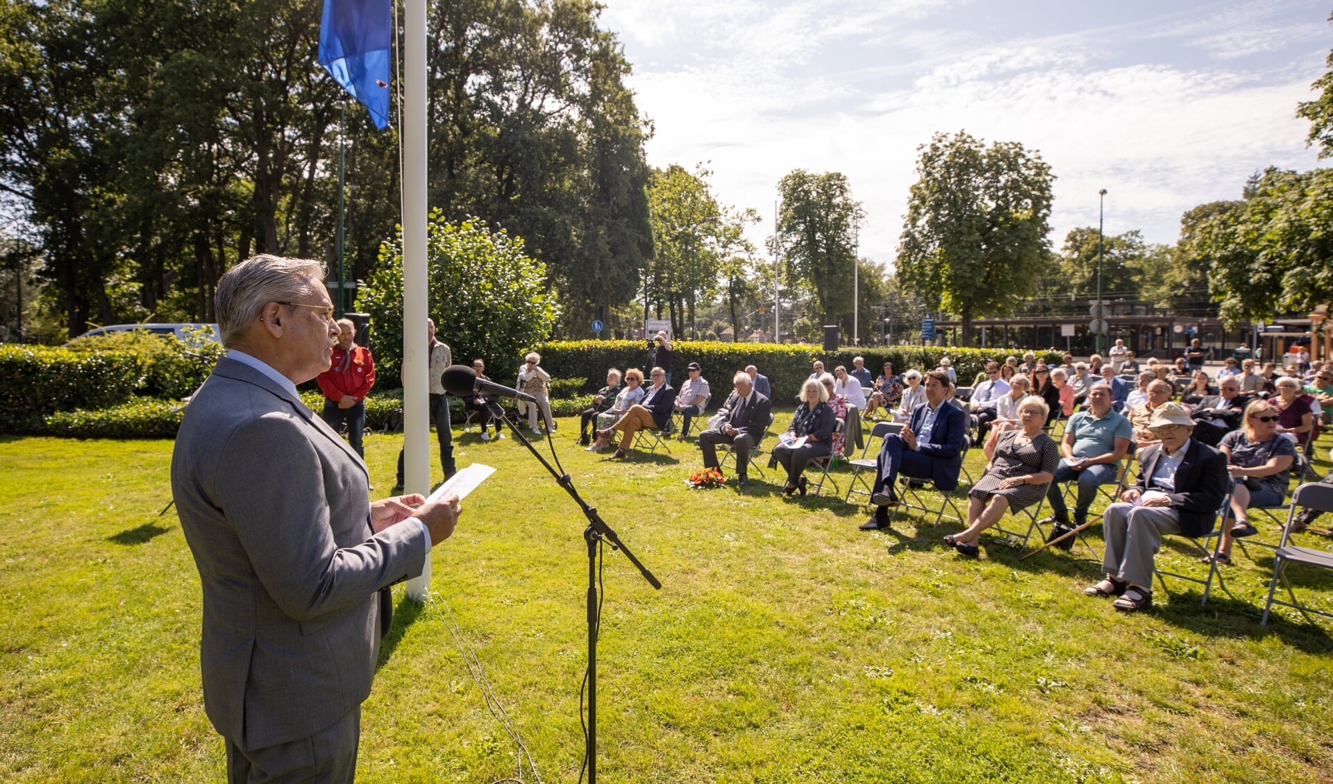 Henk Bakker hield vorig jaar een toespraak bij de herdenking van het einde van de Tweede Wereldoorlog op 15 augustus.