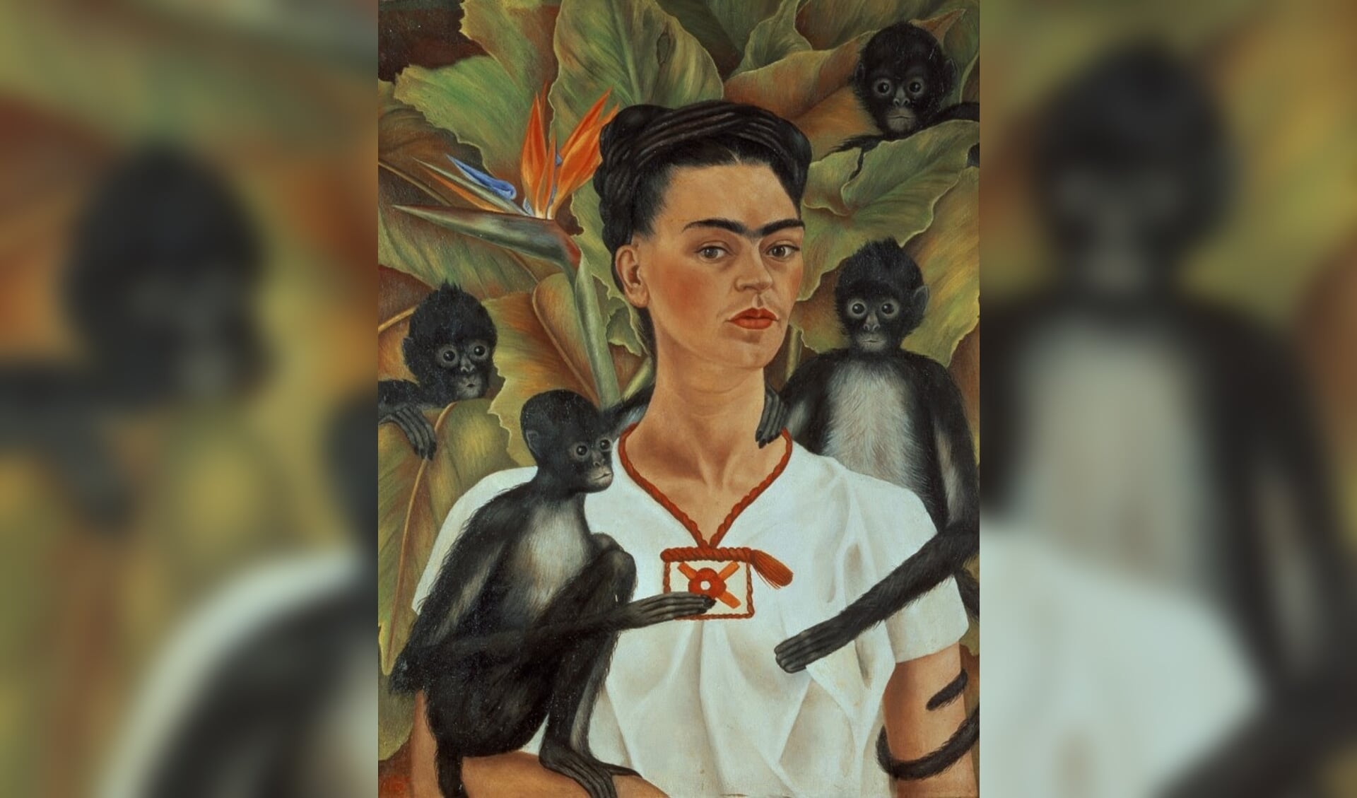 Frida Kahlo: selfportait with monkeys.