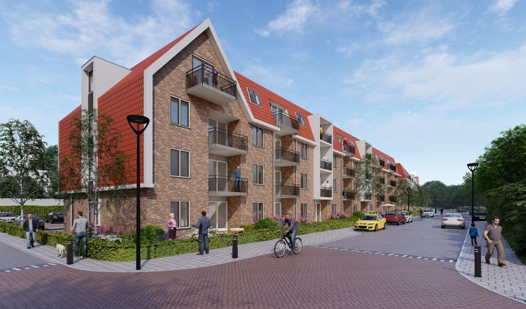 Zo komt het nieuwe wooncomplex met 60 appartementen aan de Moerbessenberg er uit te zien.