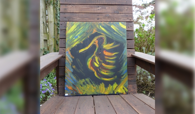 <p>De titel van het schilderij uit 2016 is: Het gepeste kind.</p>