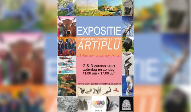 Aankondigings poster met een selectie van kunstwerken