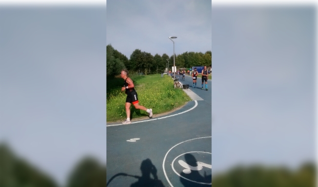 Ingrid tijdens de marathon