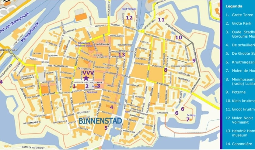 Plattegrond met alle monumenten die kunnen worden bezocht