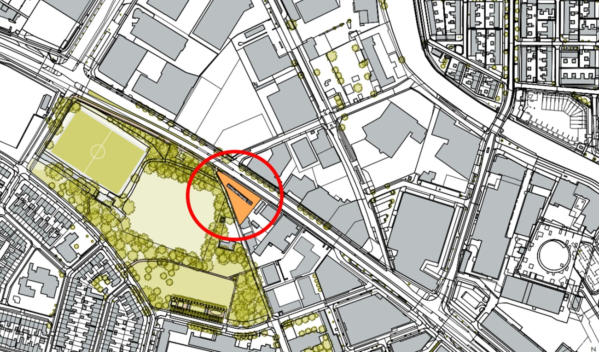 De plek van de geplande woontoren bij de kruising van de Amsterdamseweg met de Puntenburgerlaan. 