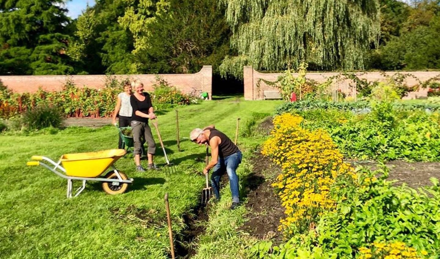 Werkzaamheden op de moestuin van Berkenrode