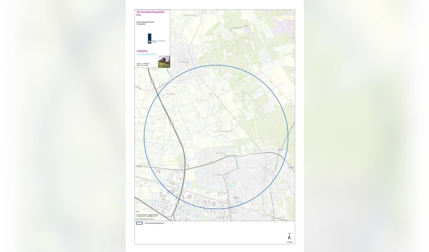 De 3-kilometerzone rond het besmette Edese bedrijf.