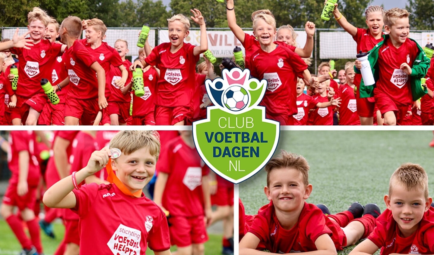 Lachende kinderen bij de Clubvoetbaldagen